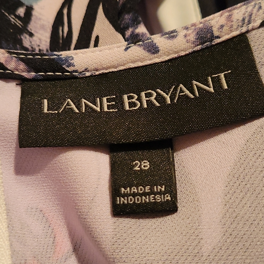 Easter Dress Lane Bryant White Floral Short Sleeve Plus Dress Sz 28 - Picture 11 of 15